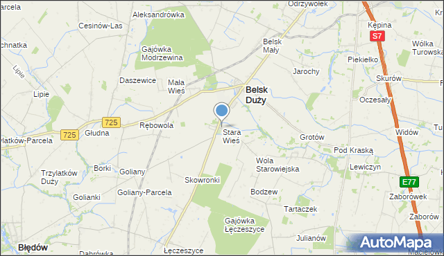 mapa Stara Wieś, Stara Wieś gmina Belsk Duży na mapie Targeo